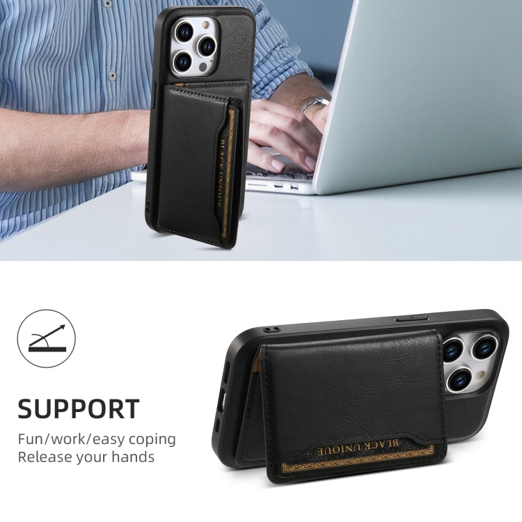 For iPhone 13 Denior Cowhide Texture Leather MagSafe Detachable Wallet Phone Case(Black)