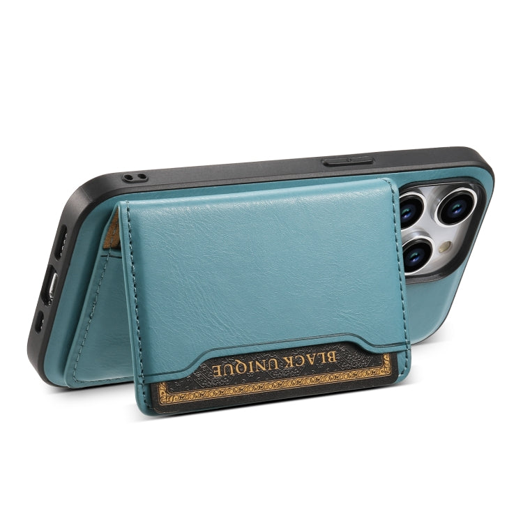For iPhone 12 Pro Max Denior Cowhide Texture Leather MagSafe Detachable Wallet Phone Case(Blue)