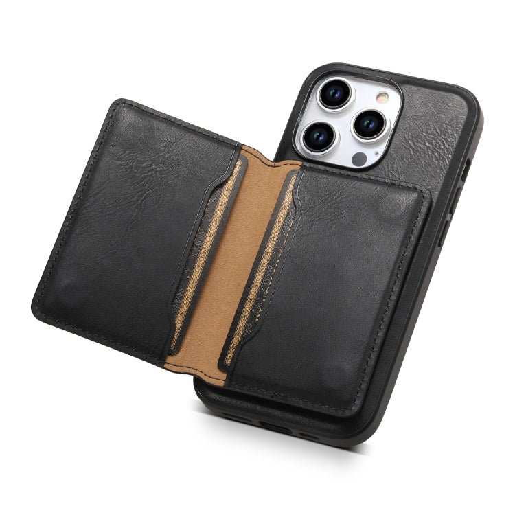 For iPhone 12 Pro Max Denior Cowhide Texture Leather MagSafe Detachable Wallet Phone Case(Black)