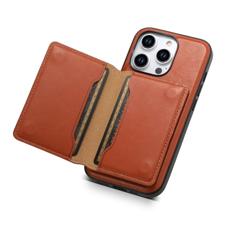 For iPhone 12 Pro Denior Cowhide Texture Leather MagSafe Detachable Wallet Phone Case(Brown)