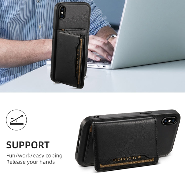 For iPhone XS Max Denior Cowhide Texture Leather MagSafe Detachable Wallet Phone Case(Black)