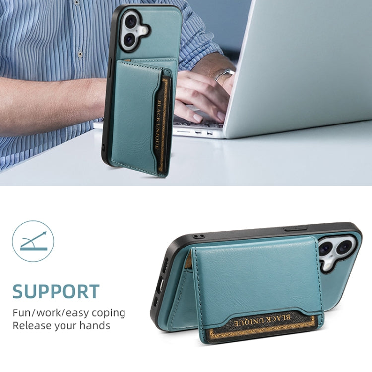 For iPhone 16 Plus Denior Cowhide Texture Leather MagSafe Detachable Wallet Phone Case(Blue)