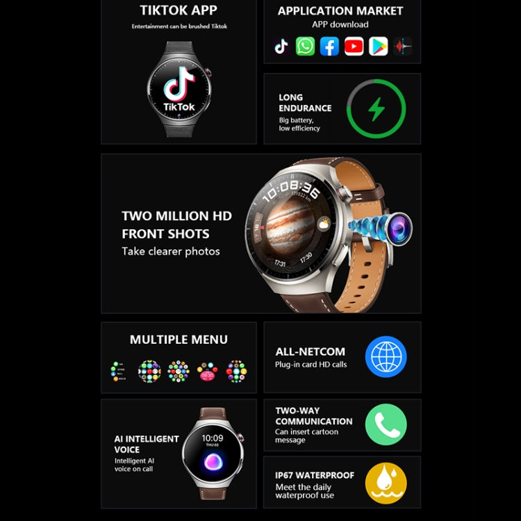 1.53" Front Camera Smart Watch with SIM Support & 4G-Style Storage Options
