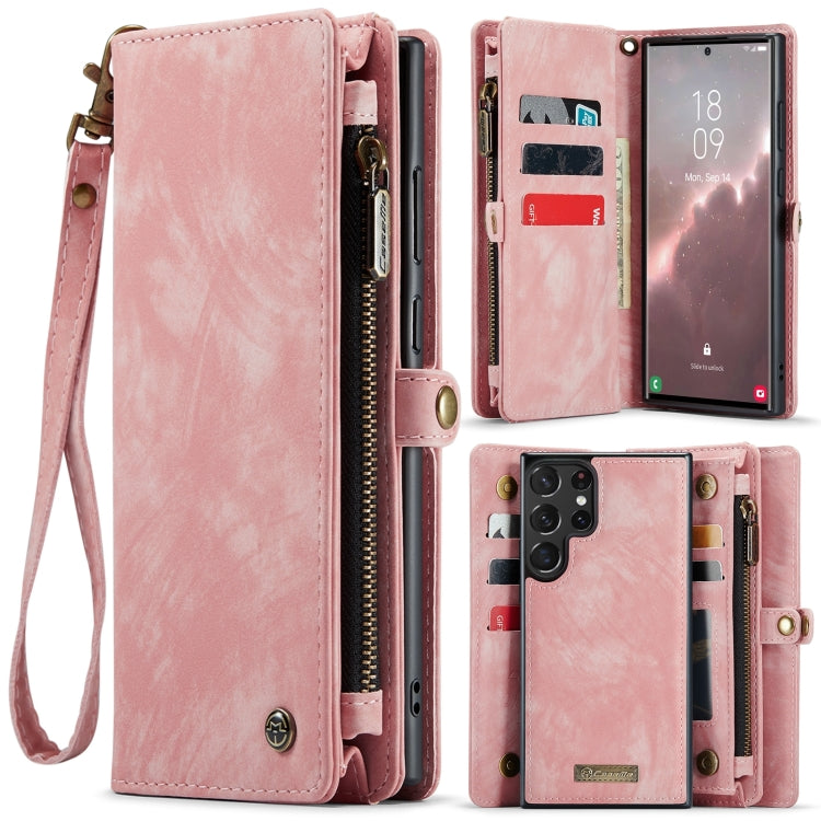 For Samsung Galaxy S24 Ultra 5G CaseMe 008 Detachable Multifunctional Leather Phone Case(Pink)
