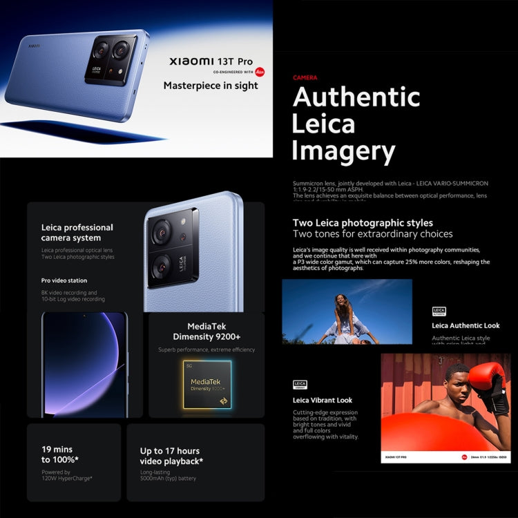 [HK Warehouse] Xiaomi 13T Pro Global, 12GB+512GB, 6.67 inch MIUI 14 MediaTek Dimensity 9200+ Octa Core 3.35GHz, NFC, Network: 5G, Leica Lens(Black)
