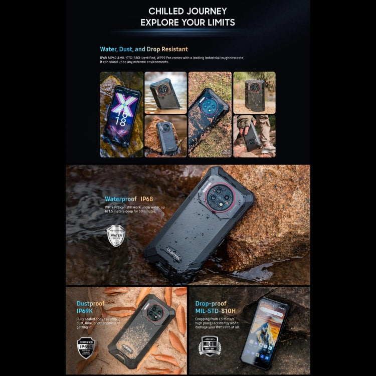 [HK Warehouse] Oukitel WP19 Pro, 8GB+256GB, 6.8 inch MediaTek Helio G99 Octa-core, NFC, Network: 4G(Black)
