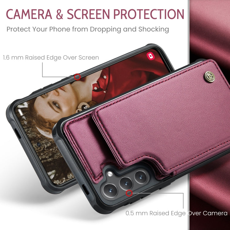 For Samsung Galaxy S24+ 5G CaseMe C22 PC+TPU Business Style RFID Anti-theft Leather Phone Case(Wine Red)