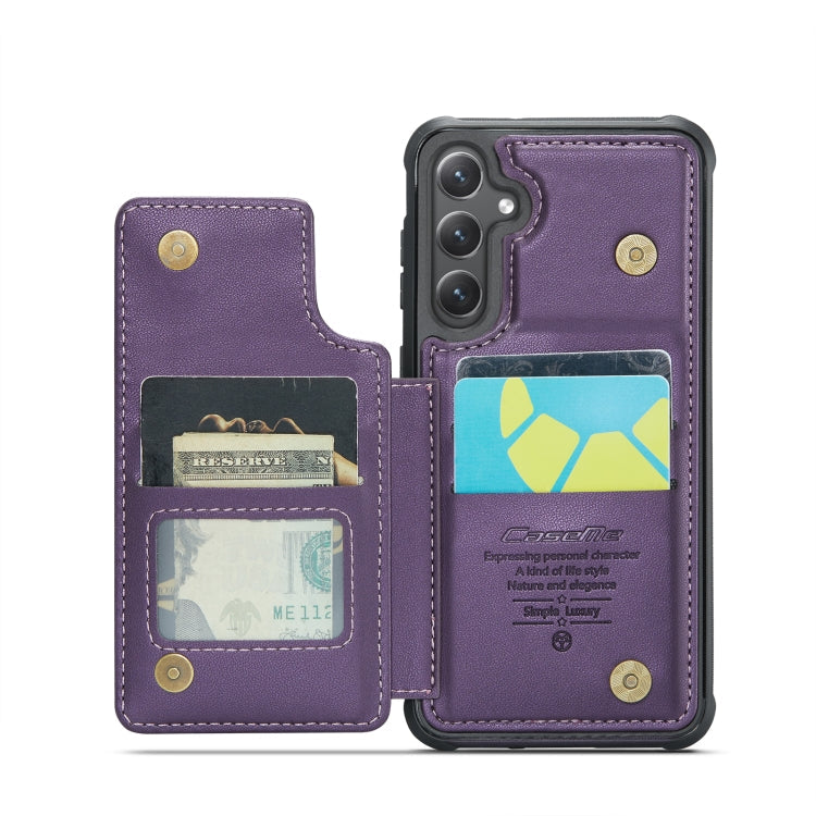 For Samsung Galaxy S24 5G CaseMe C22 PC+TPU Business Style RFID Anti-theft Leather Phone Case(Purple)