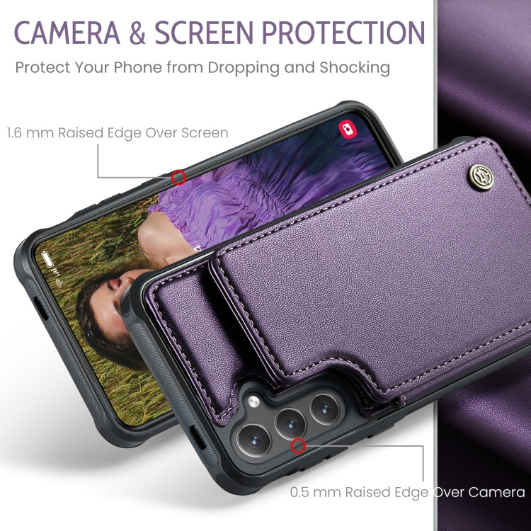 For Samsung Galaxy S24 5G CaseMe C22 PC+TPU Business Style RFID Anti-theft Leather Phone Case(Purple)