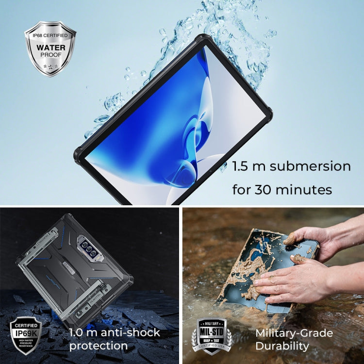 [HK Warehouse] OUKITEL RT7 TITAN 5G Network IP68/IP69K Rugged Tablet, 12GB+512GB, 10.1 inch Android 15 MediaTek Dimensity 7050 Octa Core Support Dual SIM, EU Plug(Blue)