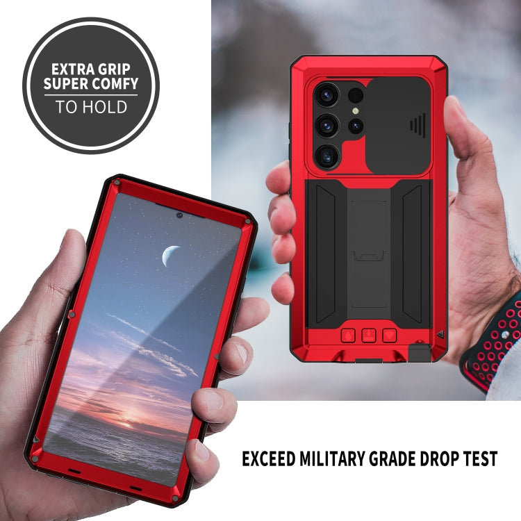 For Samsung Galaxy S24 Ultra 5G R-JUST Sliding Camera Life Waterproof Holder Phone Case(Red)