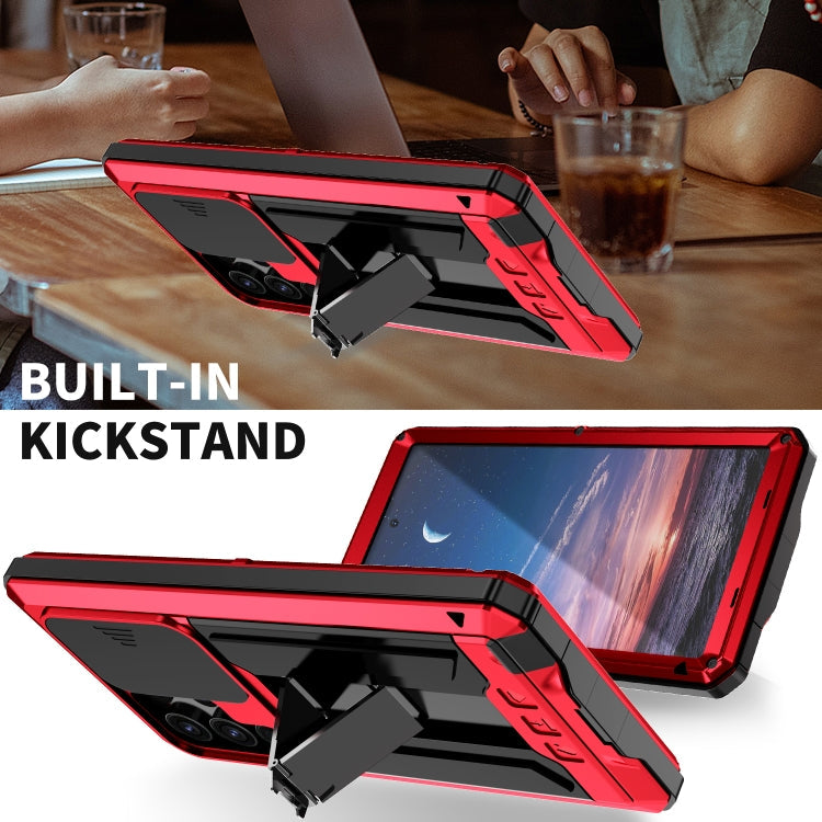 For Samsung Galaxy S24 Ultra 5G R-JUST Sliding Camera Life Waterproof Holder Phone Case(Red)