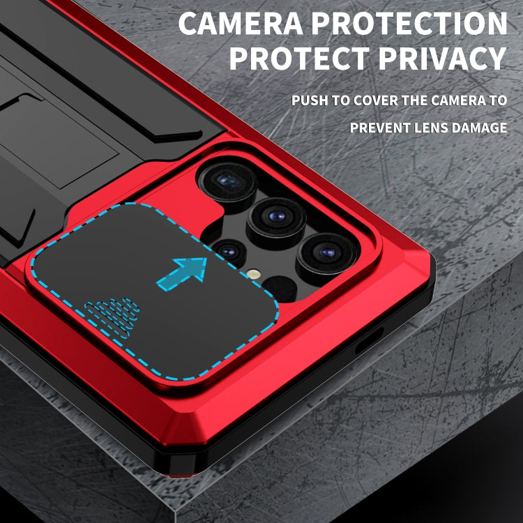 For Samsung Galaxy S24 Ultra 5G R-JUST Sliding Camera Life Waterproof Holder Phone Case(Red)