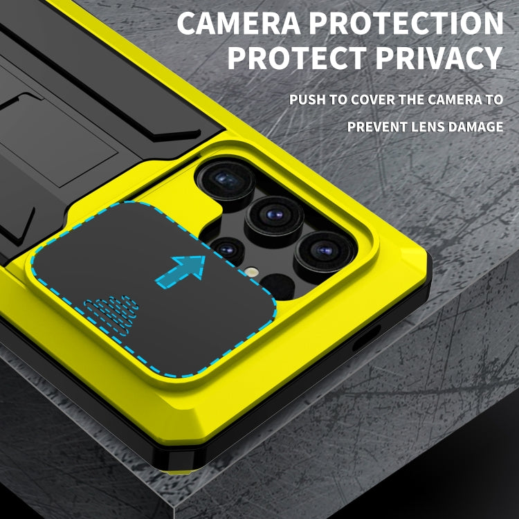 For Samsung Galaxy S24 Ultra 5G R-JUST Sliding Camera Life Waterproof Holder Phone Case(Yellow)