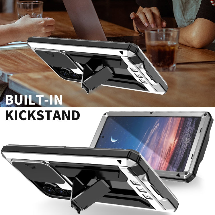 For Samsung Galaxy S24 Ultra 5G R-JUST Sliding Camera Life Waterproof Holder Phone Case(Silver)