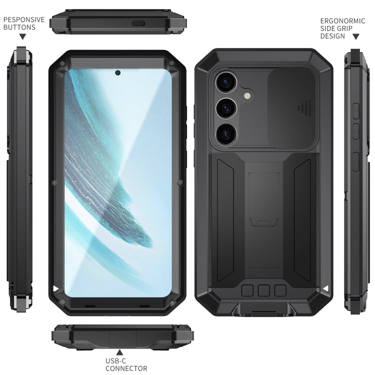 For Samsung Galaxy S24+ 5G R-JUST Sliding Camera Life Waterproof Holder Phone Case(Black)