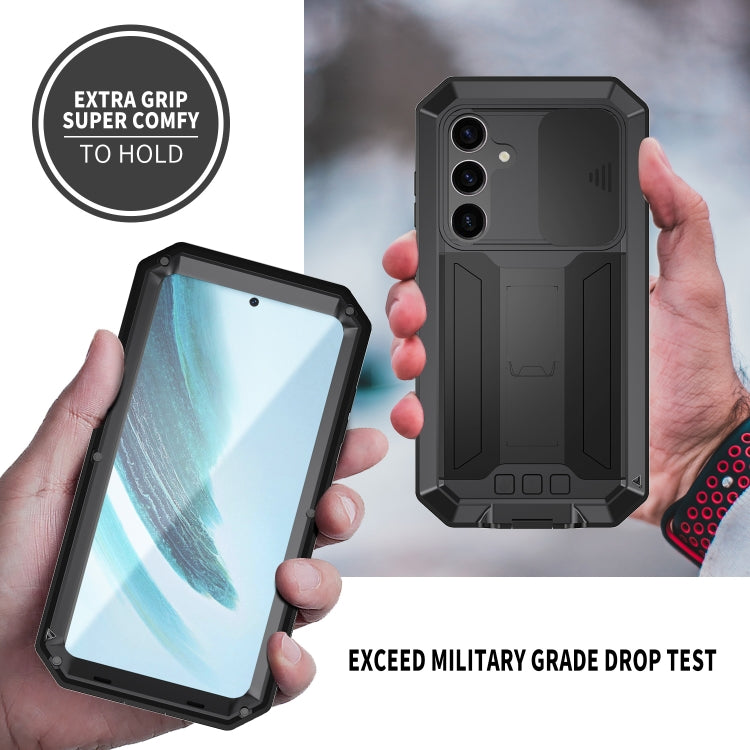 For Samsung Galaxy S24+ 5G R-JUST Sliding Camera Life Waterproof Holder Phone Case(Black)