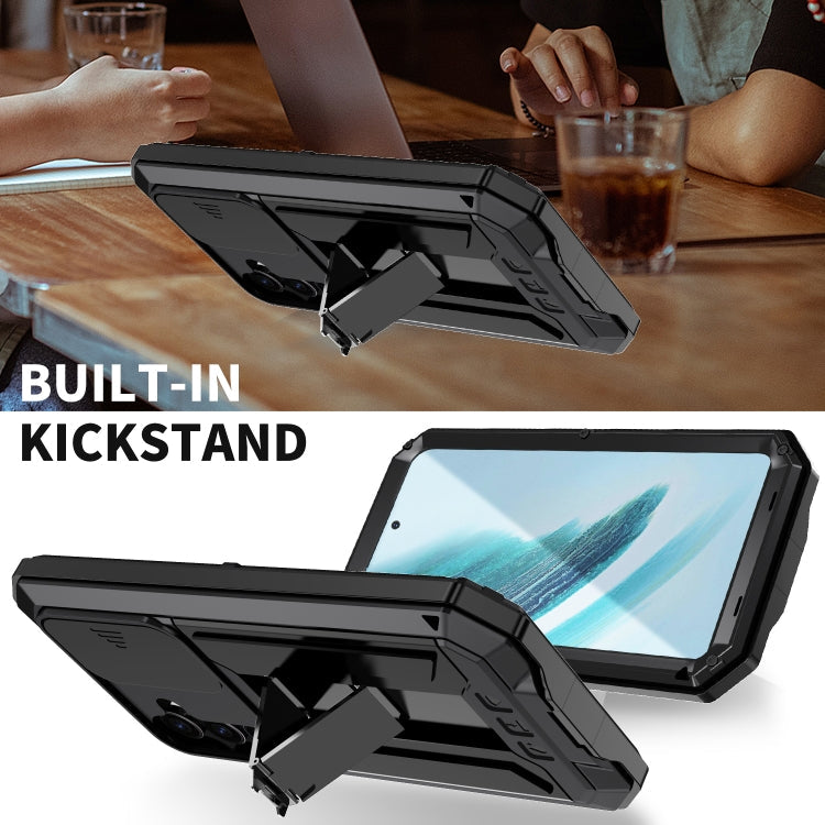For Samsung Galaxy S24+ 5G R-JUST Sliding Camera Life Waterproof Holder Phone Case(Black)