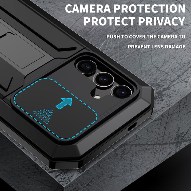 For Samsung Galaxy S24+ 5G R-JUST Sliding Camera Life Waterproof Holder Phone Case(Black)