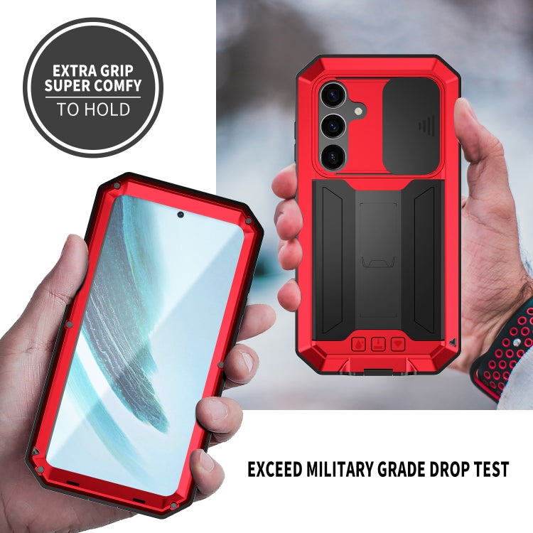 For Samsung Galaxy S24+ 5G R-JUST Sliding Camera Life Waterproof Holder Phone Case(Red)