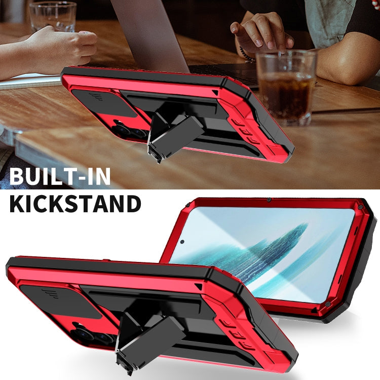 For Samsung Galaxy S24+ 5G R-JUST Sliding Camera Life Waterproof Holder Phone Case(Red)