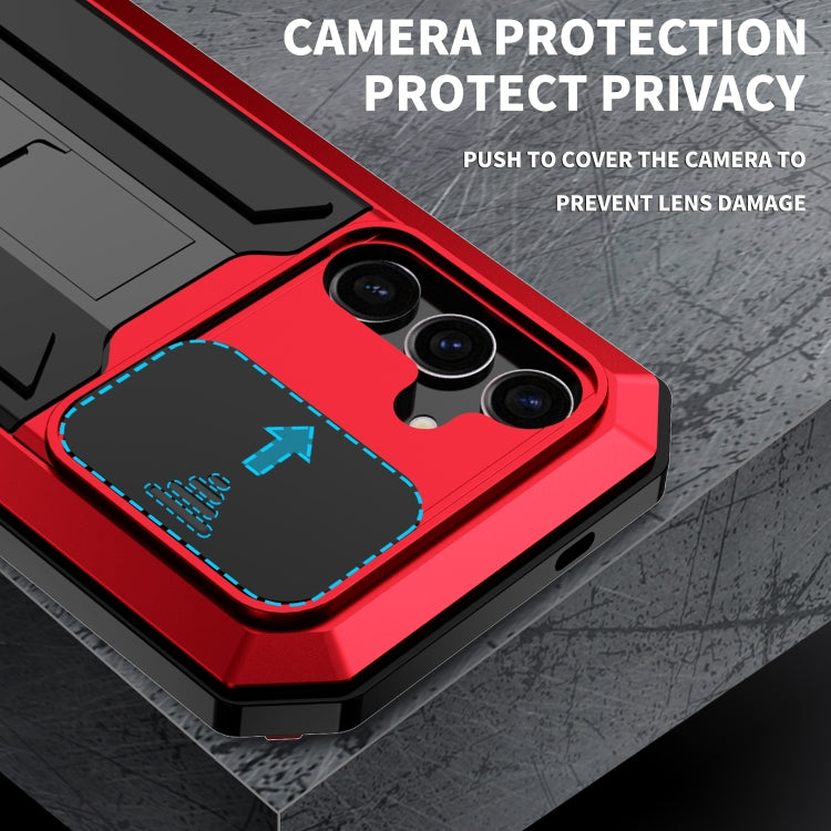 For Samsung Galaxy S24+ 5G R-JUST Sliding Camera Life Waterproof Holder Phone Case(Red)