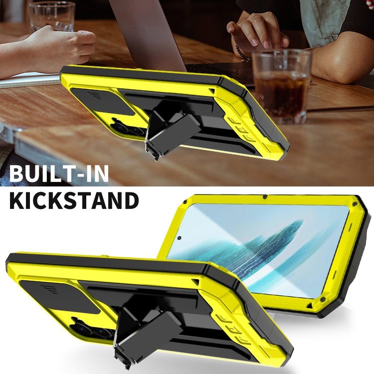 For Samsung Galaxy S24+ 5G R-JUST Sliding Camera Life Waterproof Holder Phone Case(Yellow)