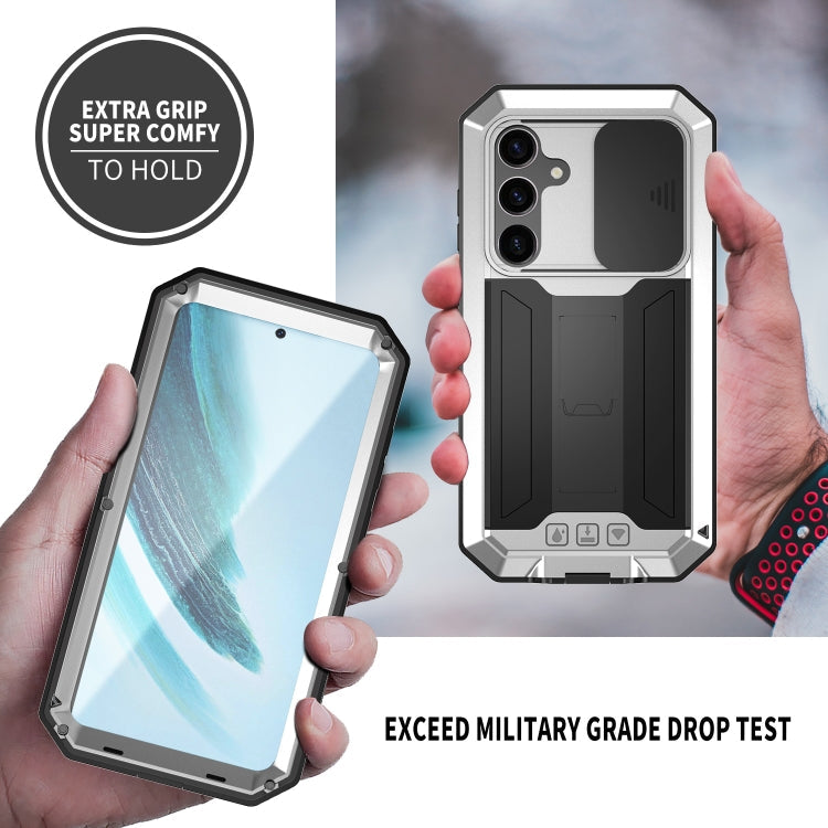 For Samsung Galaxy S24+ 5G R-JUST Sliding Camera Life Waterproof Holder Phone Case(Silver)