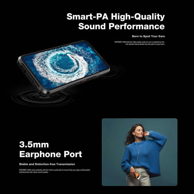 [HK Warehouse] DOOGEE V20S, 12GB+256GB, Side Fingerprint, 6.43 inch Android 13 Dimensity 6020 Octa Core 2.2GHz, Network: 5G, OTG, NFC, Support Google Pay(Black)