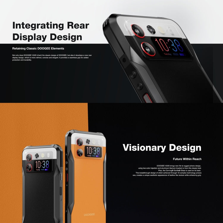 [HK Warehouse] DOOGEE V20S, 12GB+256GB, Side Fingerprint, 6.43 inch Android 13 Dimensity 6020 Octa Core 2.2GHz, Network: 5G, OTG, NFC, Support Google Pay(Black)