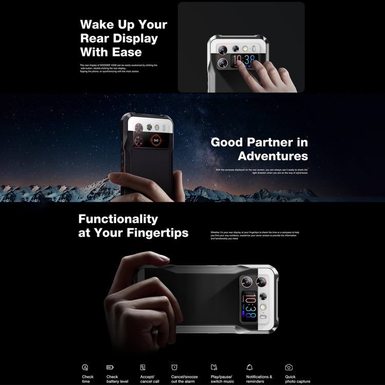 [HK Warehouse] DOOGEE V20S, 12GB+256GB, Side Fingerprint, 6.43 inch Android 13 Dimensity 6020 Octa Core 2.2GHz, Network: 5G, OTG, NFC, Support Google Pay(Black)