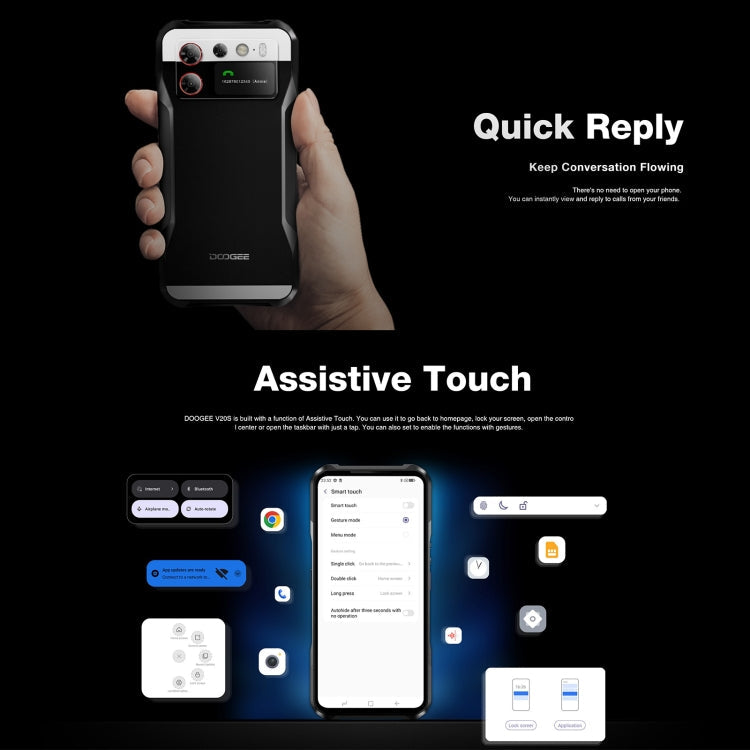 [HK Warehouse] DOOGEE V20S, 12GB+256GB, Side Fingerprint, 6.43 inch Android 13 Dimensity 6020 Octa Core 2.2GHz, Network: 5G, OTG, NFC, Support Google Pay(Black)