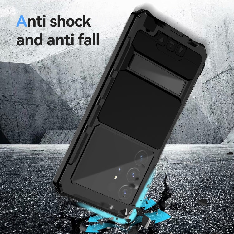 For Samsung Galaxy S24 Ultra 5G R-JUST Life Waterproof Dustproof Shockproof Holder Phone Case(Black)