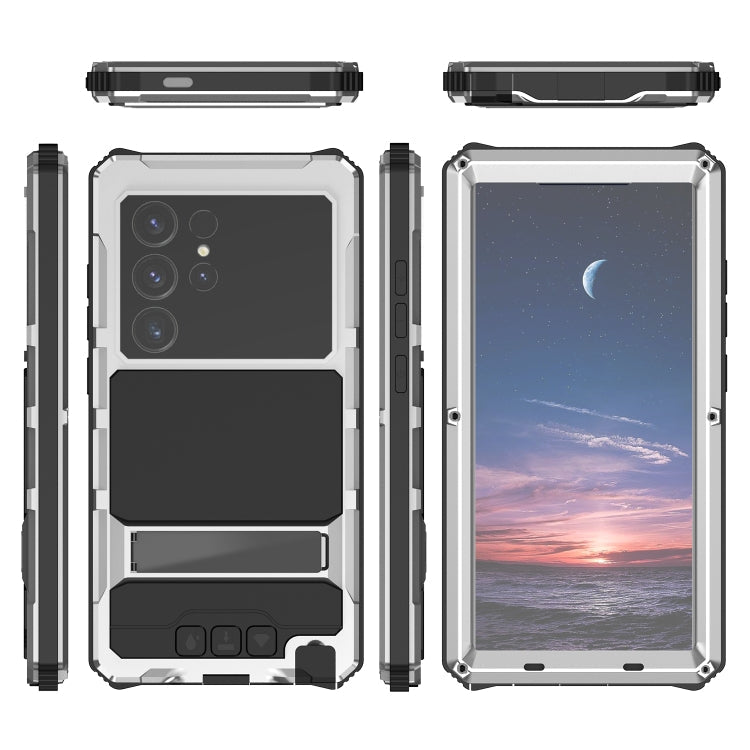 For Samsung Galaxy S24 Ultra 5G R-JUST Life Waterproof Dustproof Shockproof Holder Phone Case(Silver)