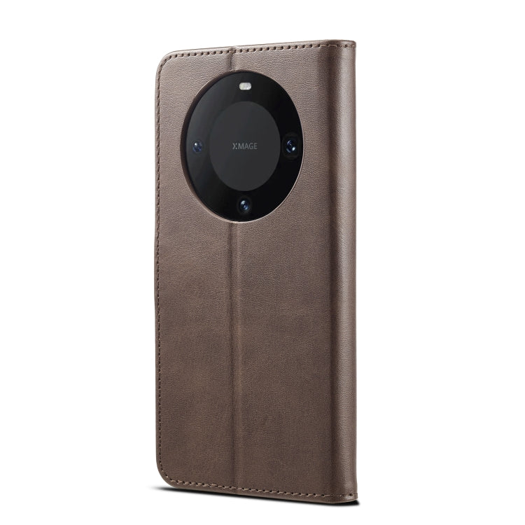 For Huawei Mate 60 LC.IMEEKE Calf Texture Leather Phone Case(Coffee)