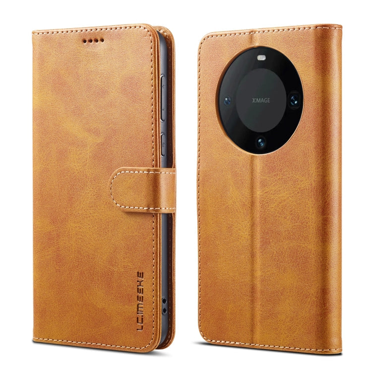 For Huawei Mate 60 LC.IMEEKE Calf Texture Leather Phone Case(Brown)
