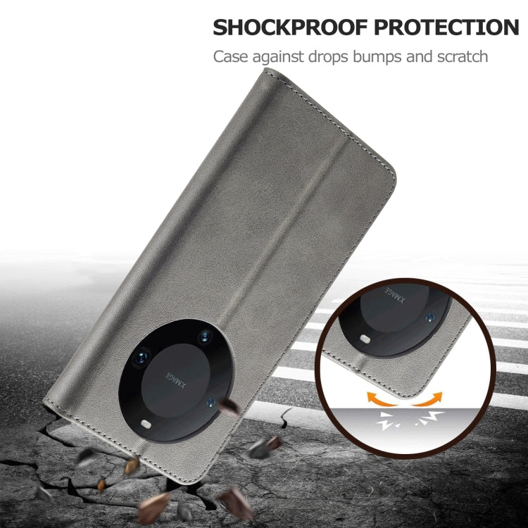 For Huawei Mate 60 Pro / 60 Pro+ LC.IMEEKE Calf Texture Leather Phone Case(Grey)