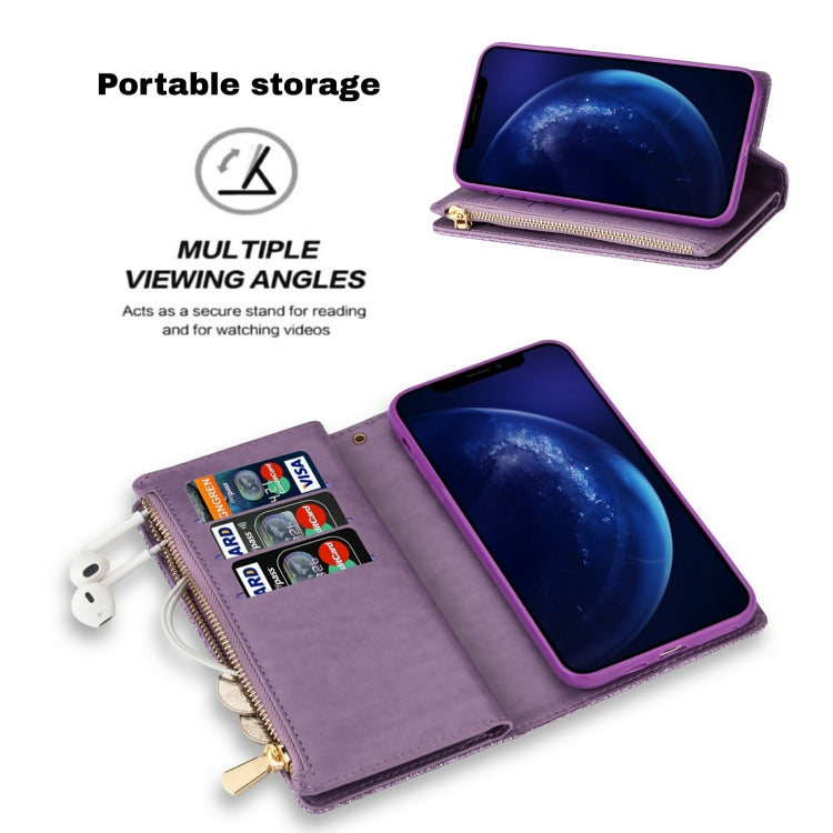 Multi-card Slots Starry Sky Laser Carving Glitter Zipper Horizontal Flip Leather Case with Holder & Wallet & Lanyard, For iPhone 11 Pro Max, For iPhone 11 Pro, For iPhone 11, For iPhone XS Max