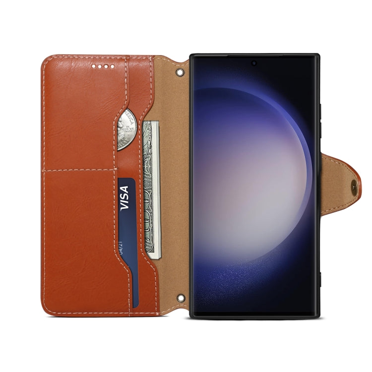 For Samsung Galaxy S23 Ultra 5G Denior Cowhide Texture Wallet Style Leather Phone Case(Brown)