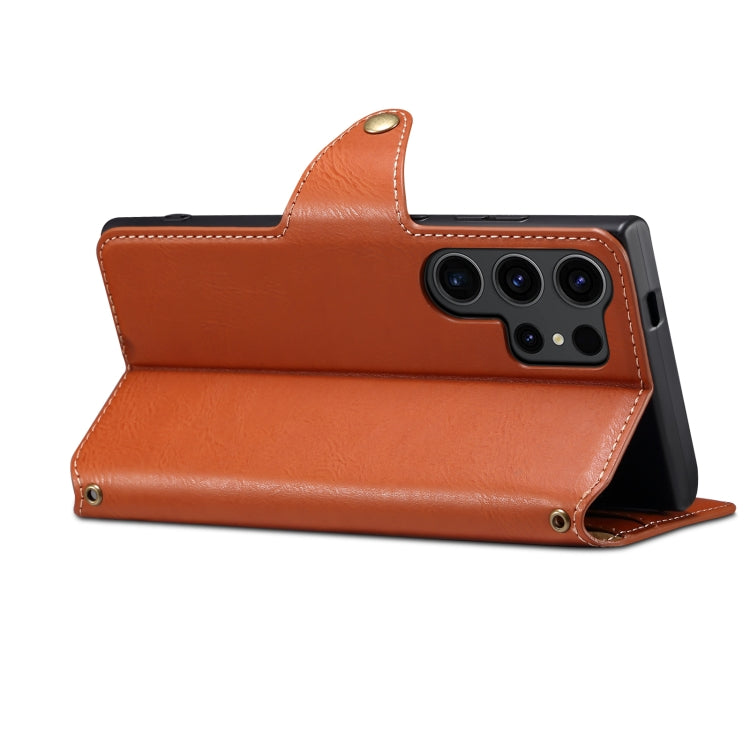 For Samsung Galaxy S23 Ultra 5G Denior Cowhide Texture Wallet Style Leather Phone Case(Brown)