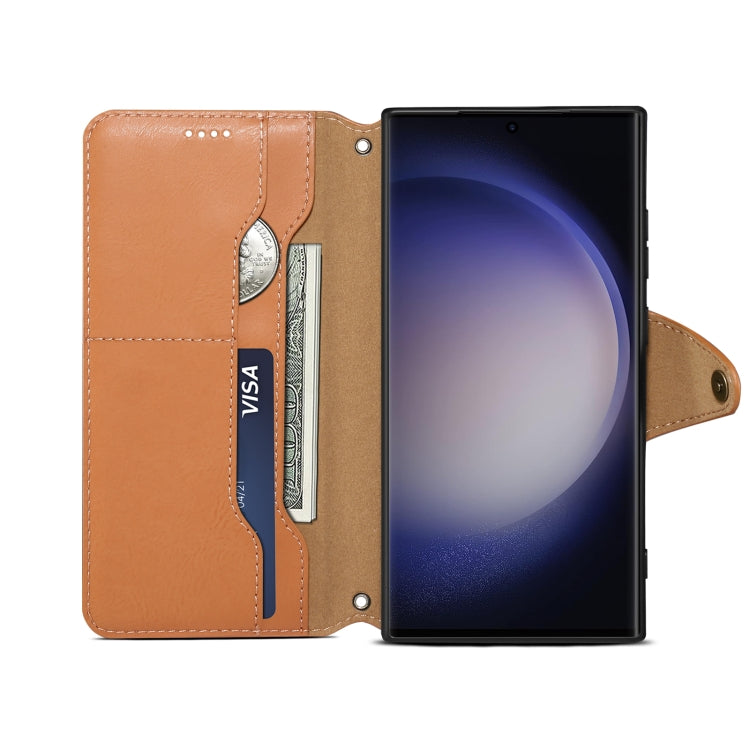 For Samsung Galaxy S23 Ultra 5G Denior Cowhide Texture Wallet Style Leather Phone Case(Khaki)