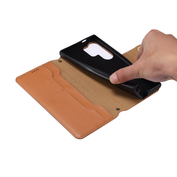 For Samsung Galaxy S23 Ultra 5G Denior Cowhide Texture Wallet Style Leather Phone Case(Khaki)