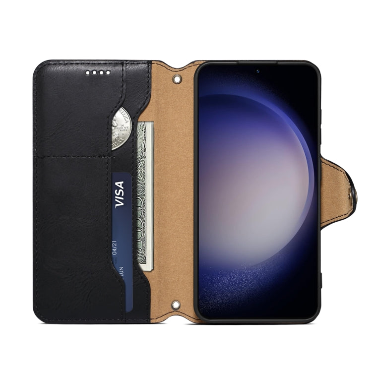 For Samsung Galaxy S23 5G Denior Cowhide Texture Wallet Style Leather Phone Case(Black)
