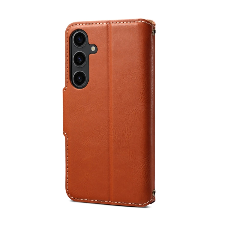 For Samsung Galaxy S23 5G Denior Cowhide Texture Wallet Style Leather Phone Case(Brown)