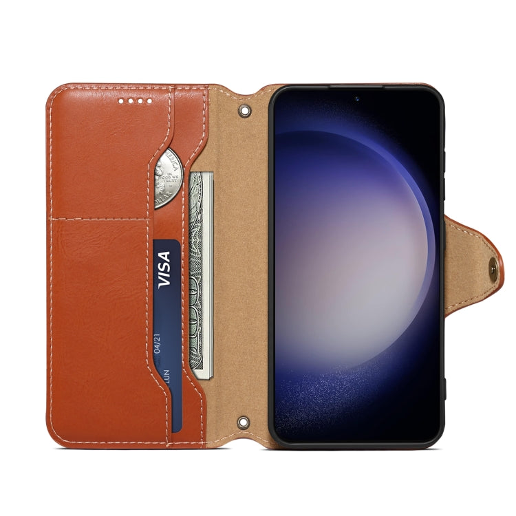 For Samsung Galaxy S23 5G Denior Cowhide Texture Wallet Style Leather Phone Case(Brown)