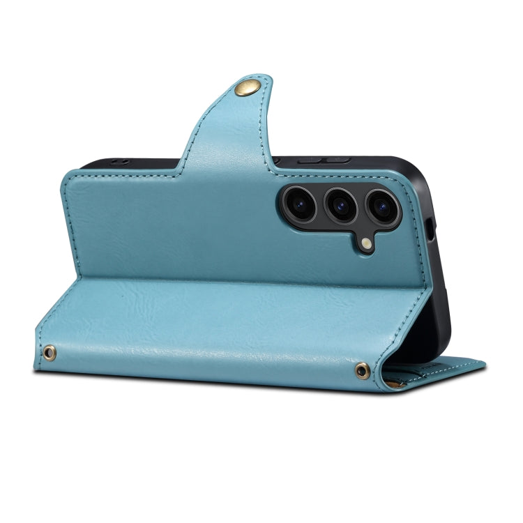 For Samsung Galaxy S23 5G Denior Cowhide Texture Wallet Style Leather Phone Case(Blue)