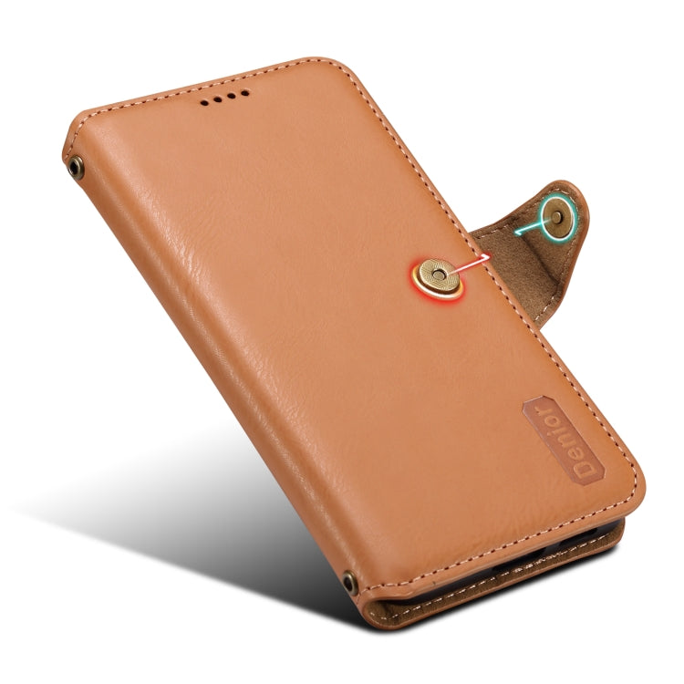 For Samsung Galaxy S23 5G Denior Cowhide Texture Wallet Style Leather Phone Case(Khaki)