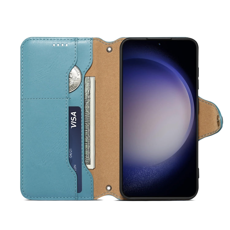 For Samsung Galaxy S23+ 5G Denior Cowhide Texture Wallet Style Leather Phone Case(Blue)