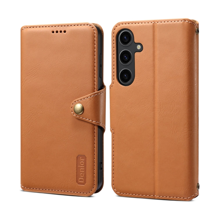 For Samsung Galaxy S23+ 5G Denior Cowhide Texture Wallet Style Leather Phone Case(Khaki)