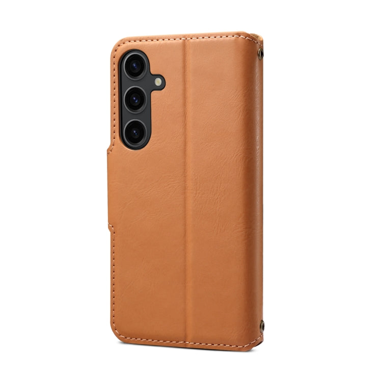 For Samsung Galaxy S23+ 5G Denior Cowhide Texture Wallet Style Leather Phone Case(Khaki)